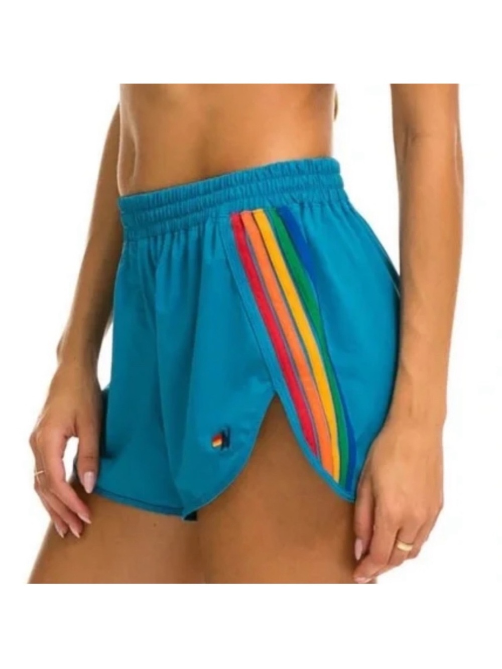 Aviator Nation 5 Stripe Flex Board Shorts 2” Antigua/Rainbow Sz M